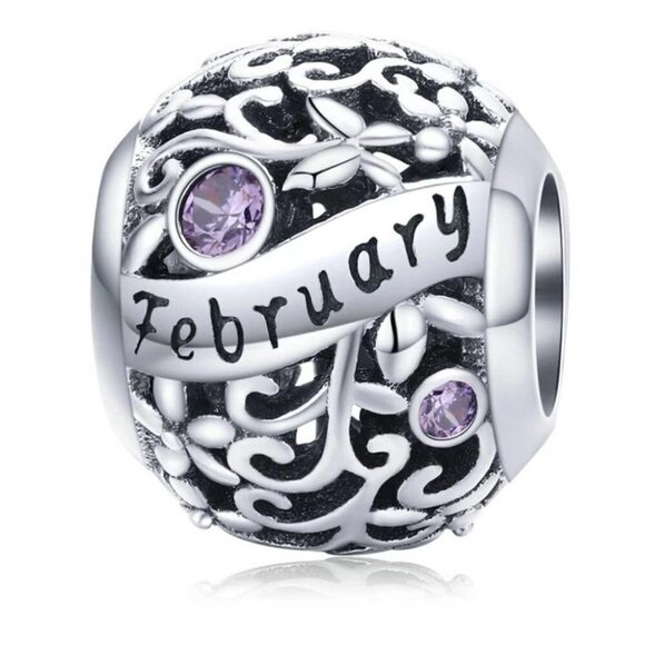 925 Silver February Birthstone Charm - Picture 1 of 4